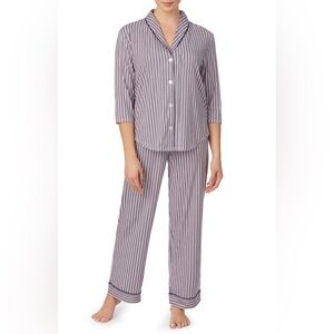 ROOM SERVICE Cozy Cool Pajamas In Cameo/ Ink/ Pink Stripe